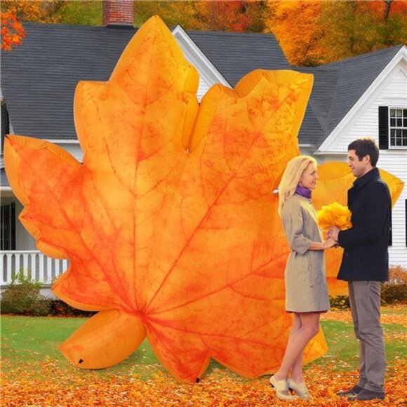 7ft Maple Leaf Inflatable with LED Light Thanksgiving Fall Blow up Yard - Picture 1 of 8